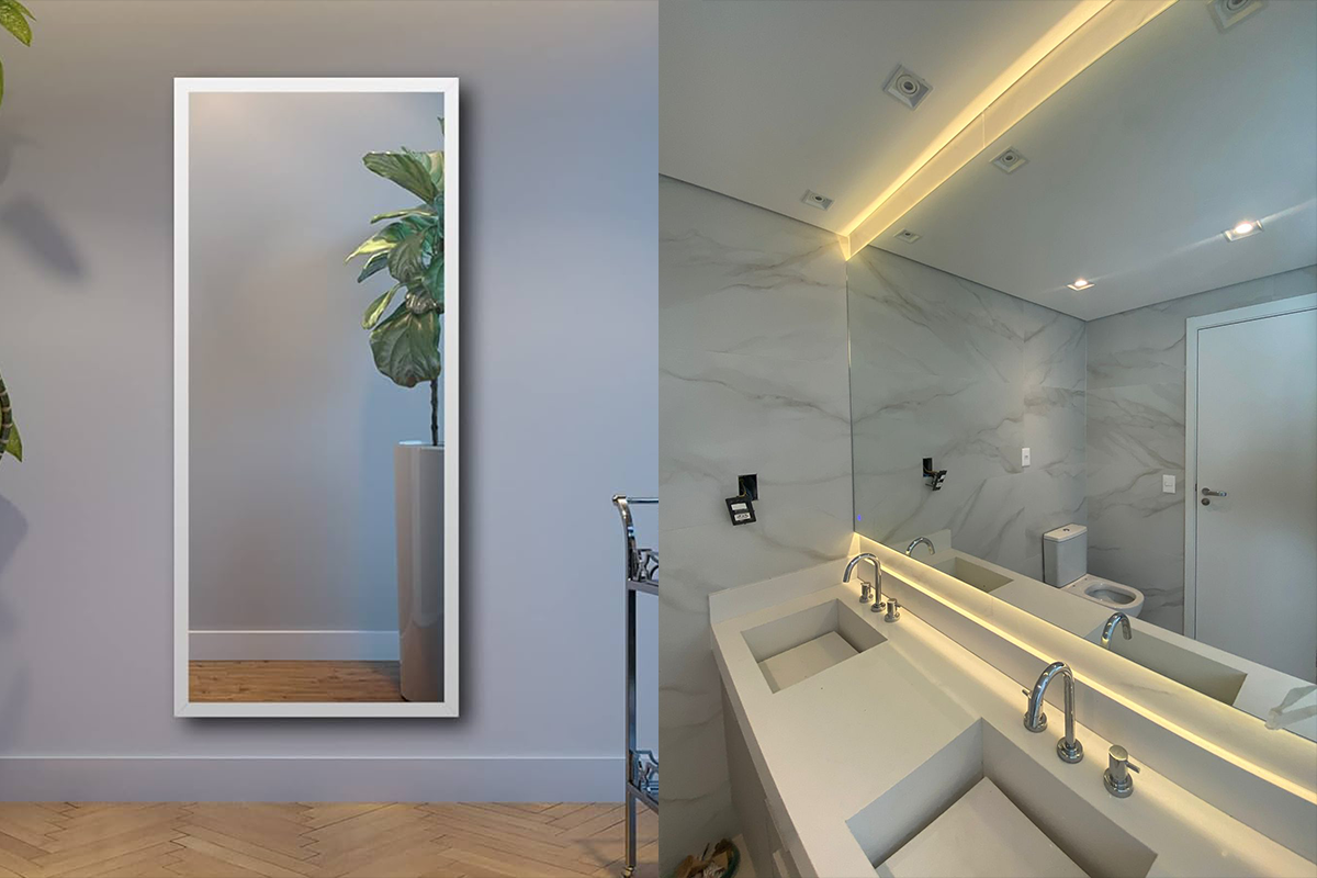 espelhos parede e banheiro